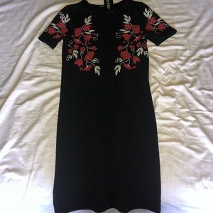 Brand new rose detailed black dress